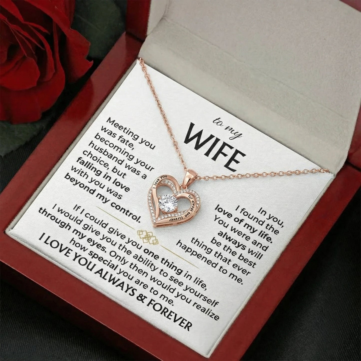 To My Wife - Love Of My Life - Twin Hears Necklace