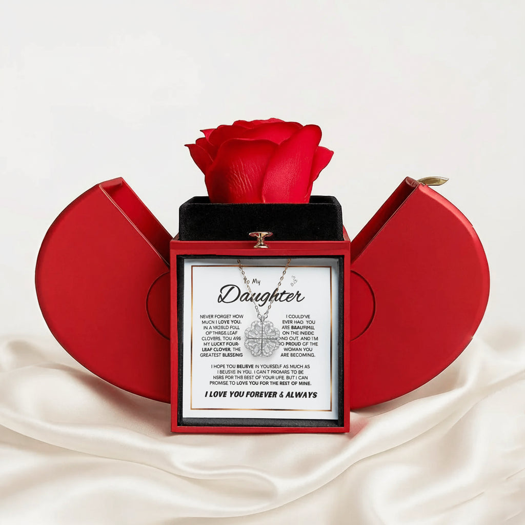 To My Daughter - Lucky 4 Leaf Clover Necklace