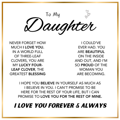 To My Daughter - Lucky 4 Leaf Clover Necklace