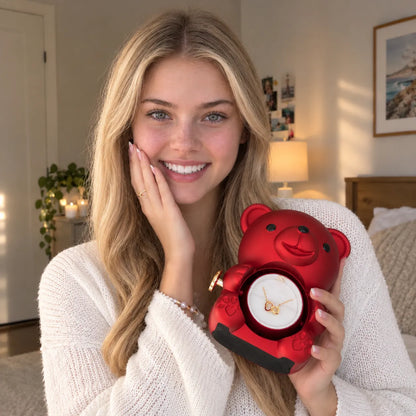 Eternal Rose Bear with Name Engraved Necklace