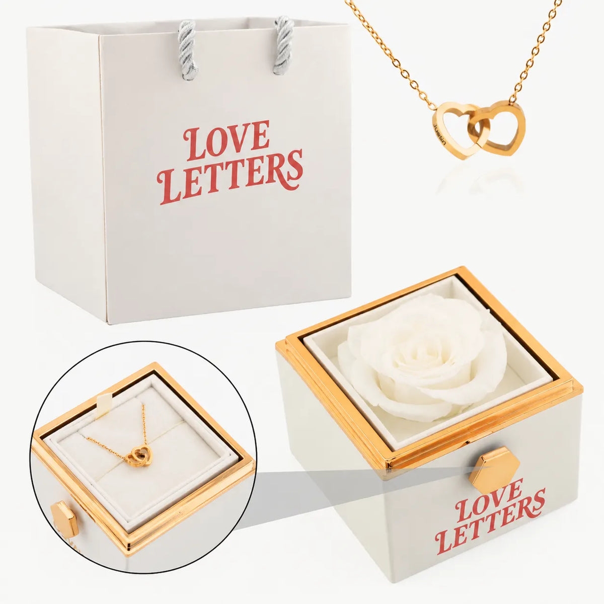 Eternal Rose Box with Name Engraved Necklace
