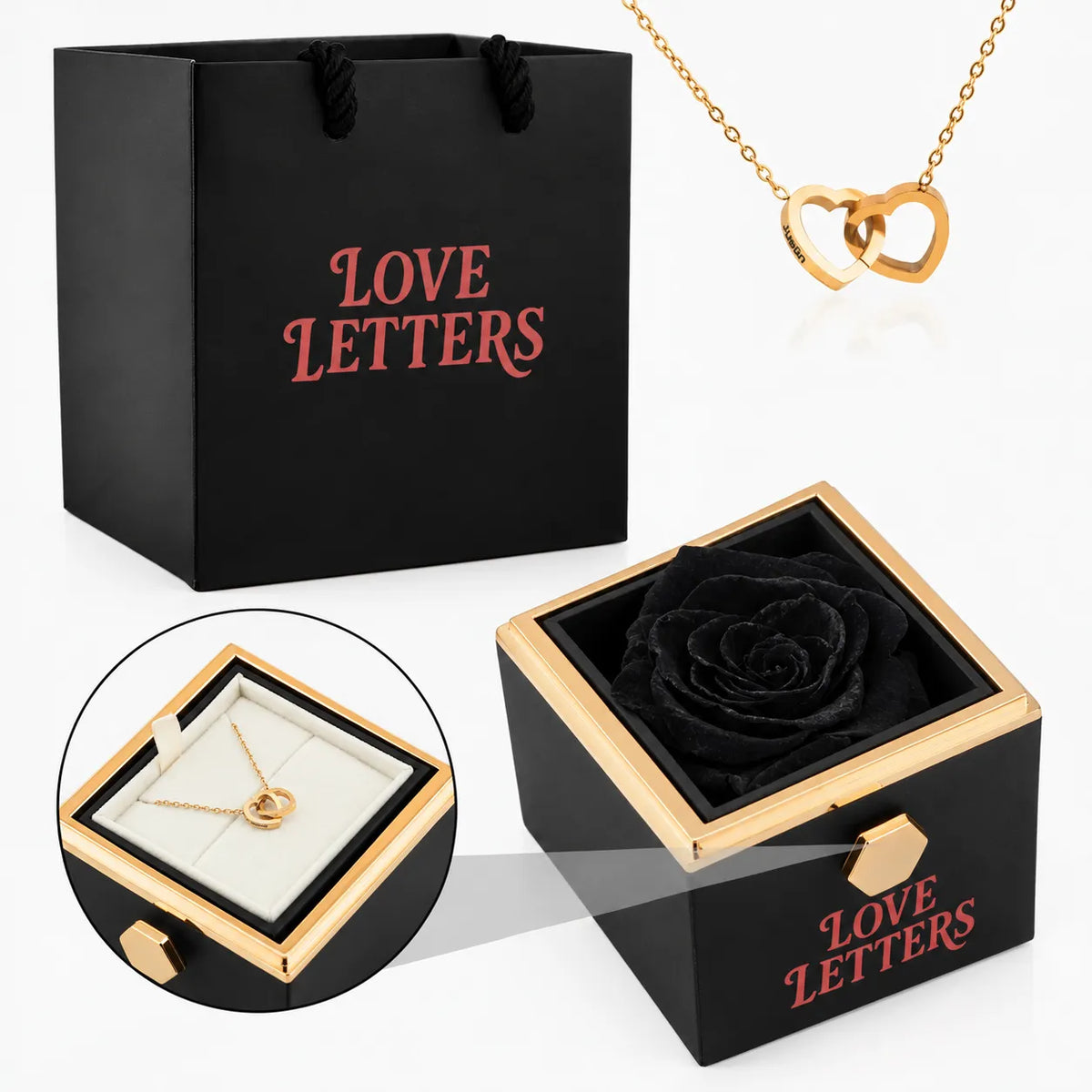 Eternal Rose Box with Name Engraved Necklace