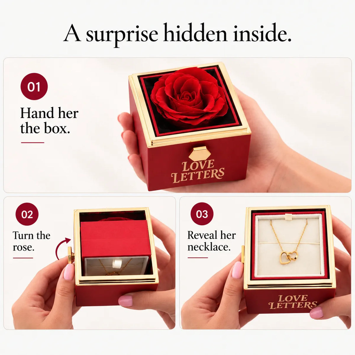 Eternal Rose Box with Name Engraved Necklace