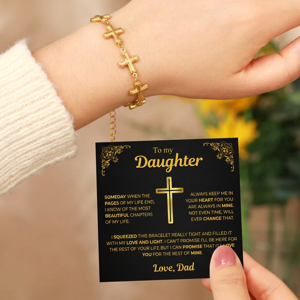 To My Daughter Cross Bracelet - Gift from Dad