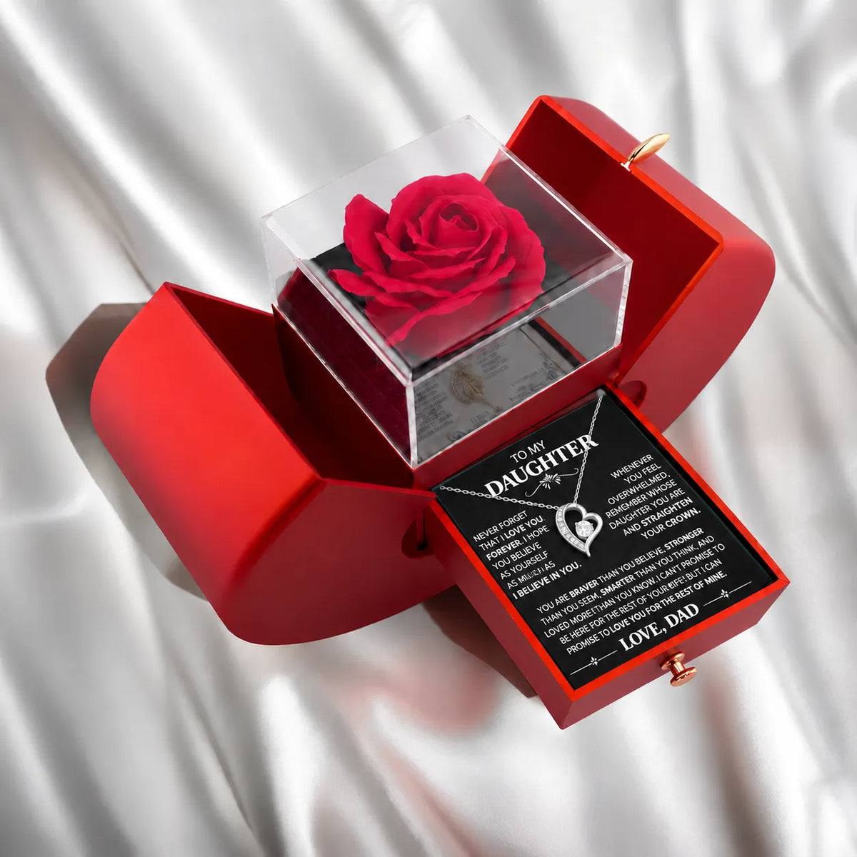 To My Daughter Necklace - I Love You Forever - Forever Rose Gift Box
