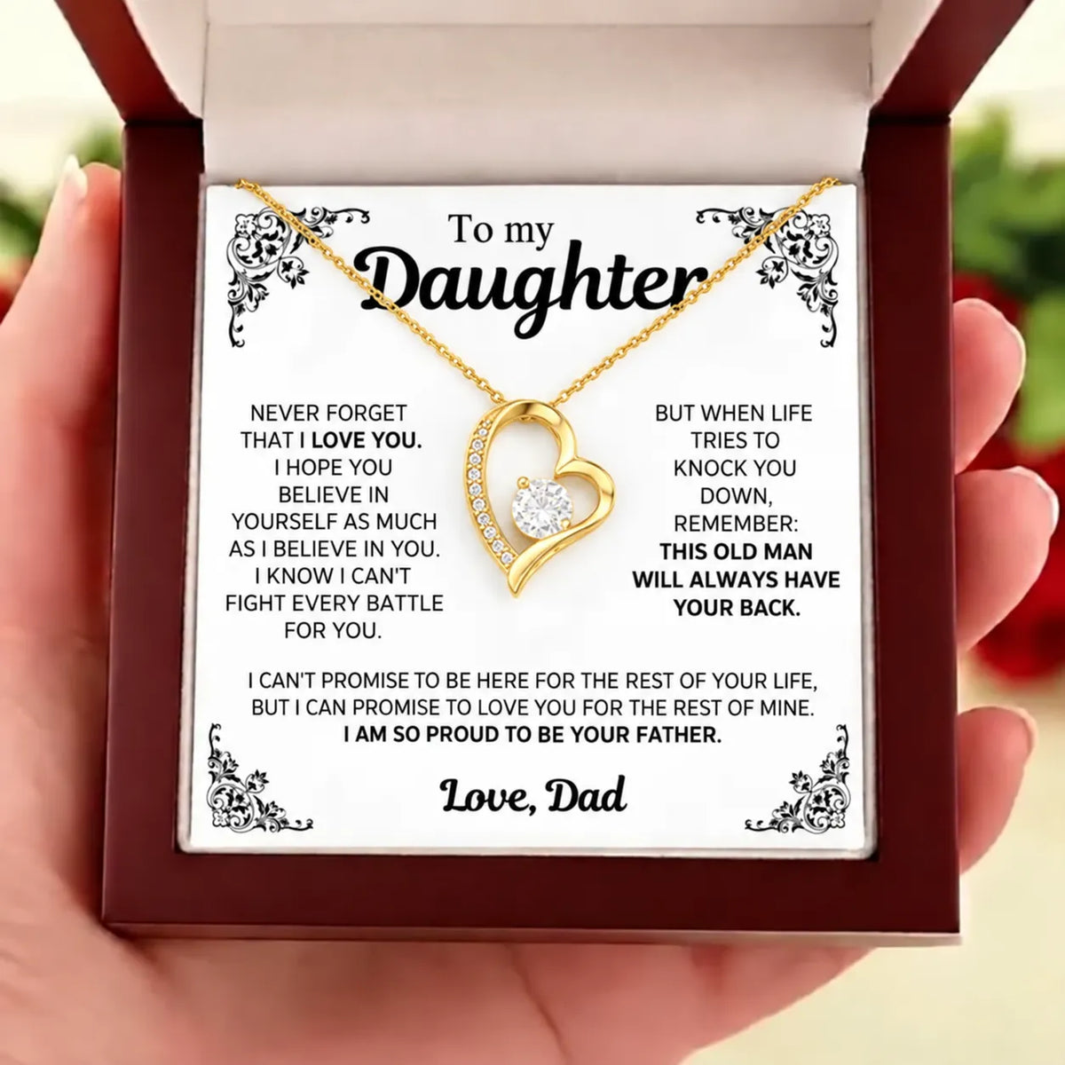 To My Daughter Necklace - Never forget that I love you - Gift from Dad