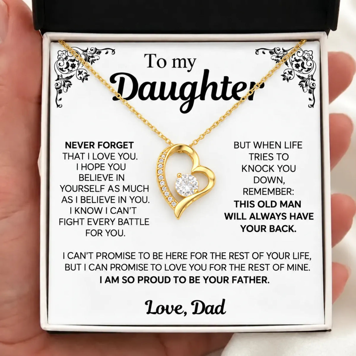 To My Daughter Necklace - Never forget that I love you - Gift from Dad