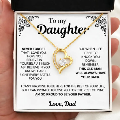 To My Daughter Necklace - Never forget that I love you - Gift from Dad