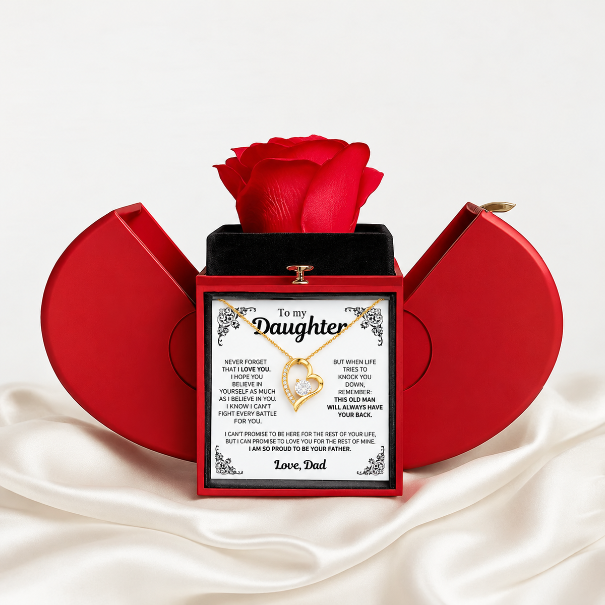 To My Daughter Necklace - Never forget that I love you - Forever Rose Gift Box