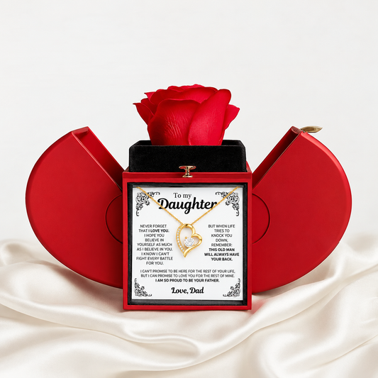 To My Daughter Necklace - Never forget that I love you - Forever Rose Gift Box
