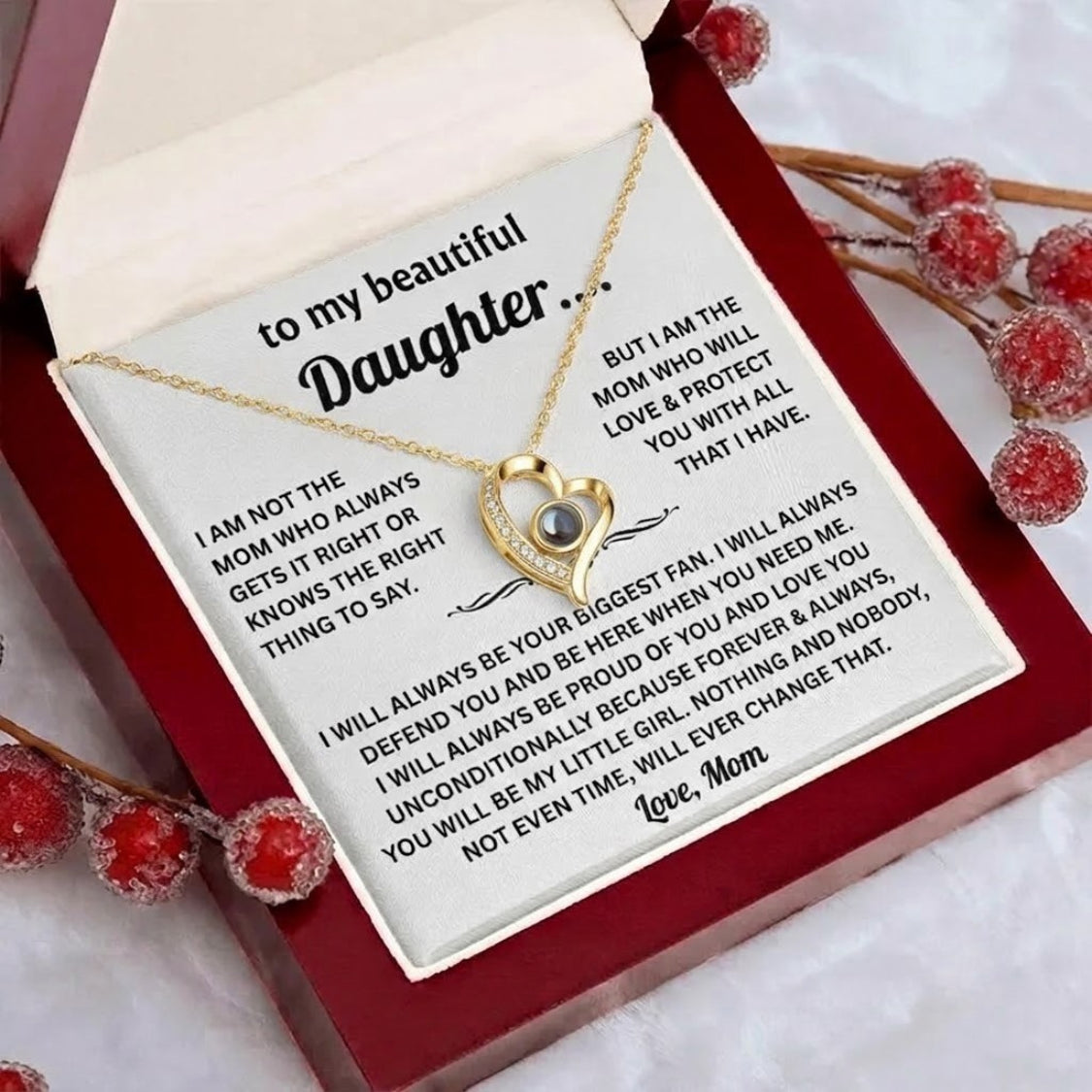 To My Daughter Photo Necklace - Gift from Mom