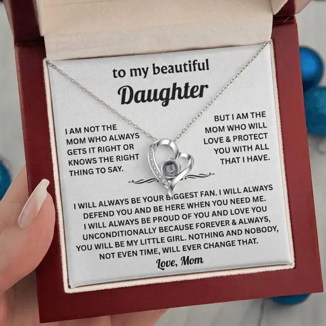 To My Daughter Photo Necklace - Gift from Mom