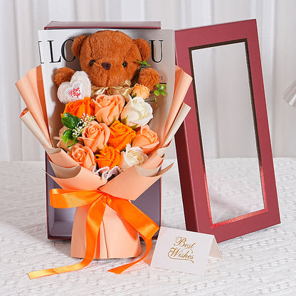 Rose Bouquet with Teddy Bear