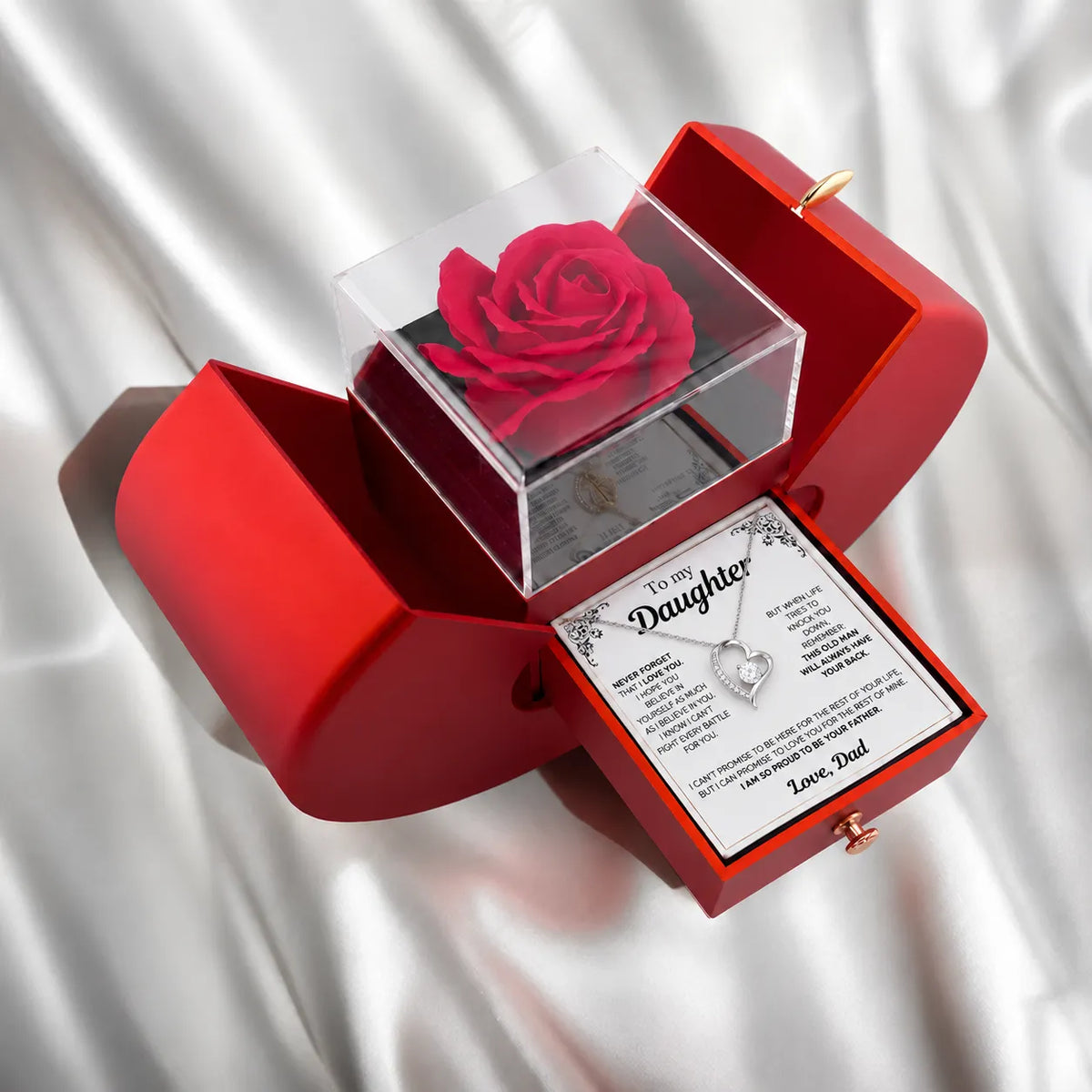 To My Daughter Necklace - Never forget that I love you - Forever Rose Gift Box