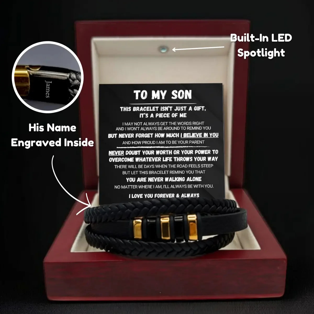 To My Son - Never Alone - Braided Bracelet