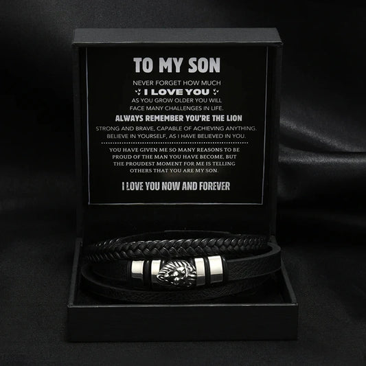 To My Son Lion Head Bracelet