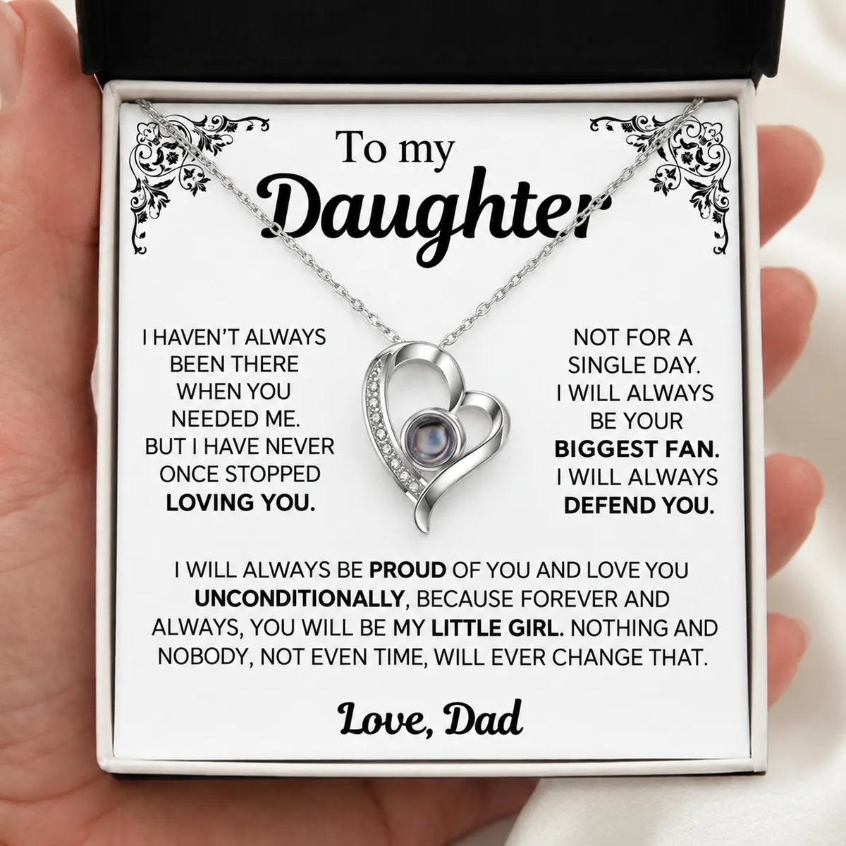 To My Daughter Photo Necklace  - You Will Be My Little Girl - Gift from Dad