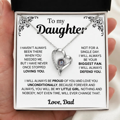 To My Daughter Photo Necklace  - You Will Be My Little Girl - Gift from Dad