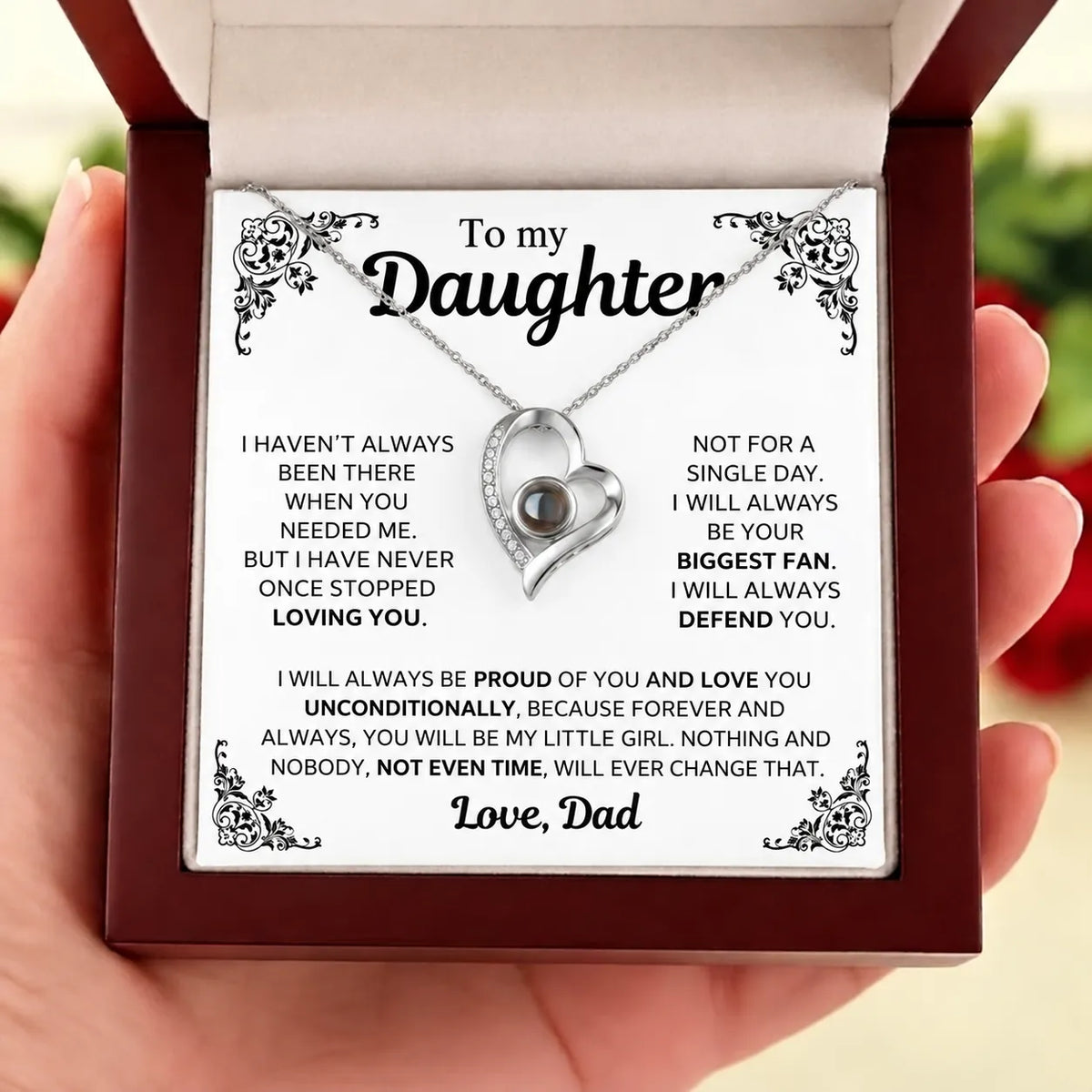 To My Daughter Photo Necklace  - You Will Be My Little Girl - Gift from Dad
