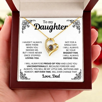 To My Daughter Photo Necklace  - You Will Be My Little Girl - Gift from Dad
