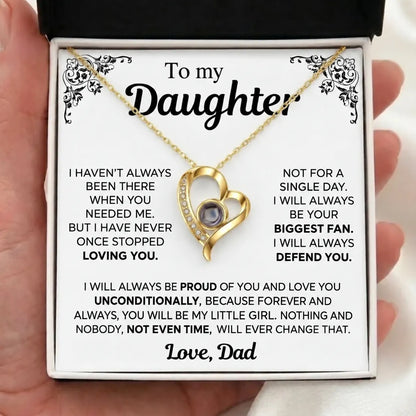 To My Daughter Photo Necklace  - You Will Be My Little Girl - Gift from Dad