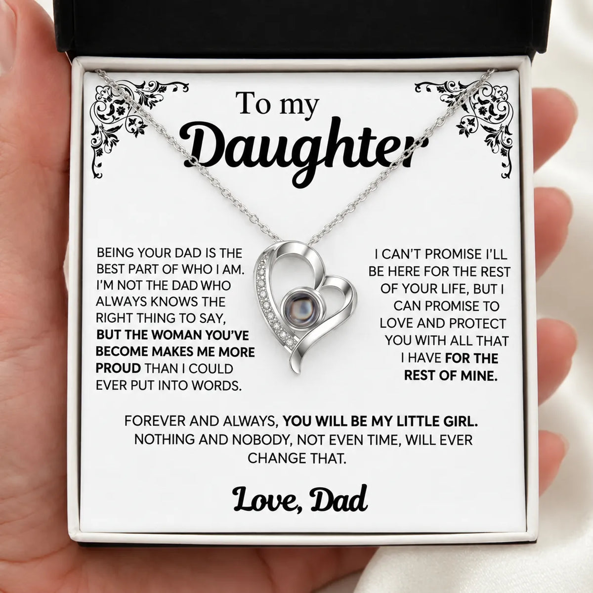 To My Daughter Photo Necklace - Being your dad is the best part - Gift from Dad