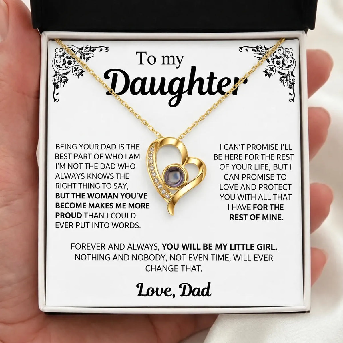 To My Daughter Photo Necklace - Being your dad is the best part - Gift from Dad