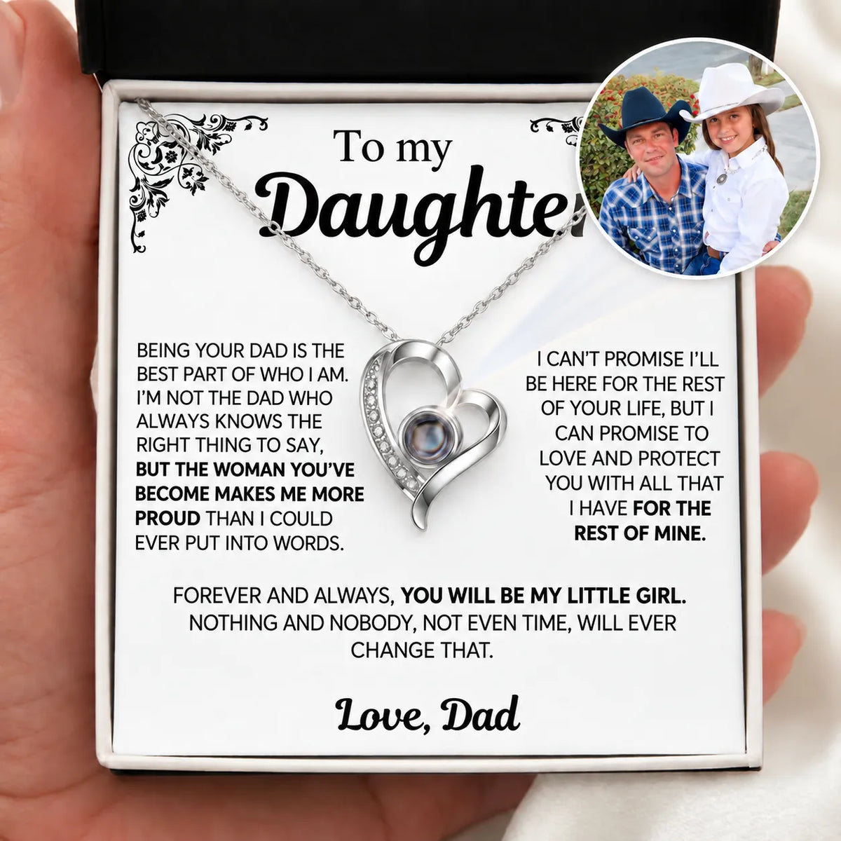 To My Daughter Photo Necklace - Being your dad is the best part - Gift from Dad