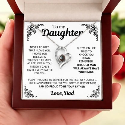 To My Daughter Photo Necklace - Never forget that I love you - Gift from Dad