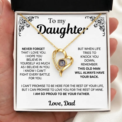 To My Daughter Photo Necklace - Never forget that I love you - Gift from Dad