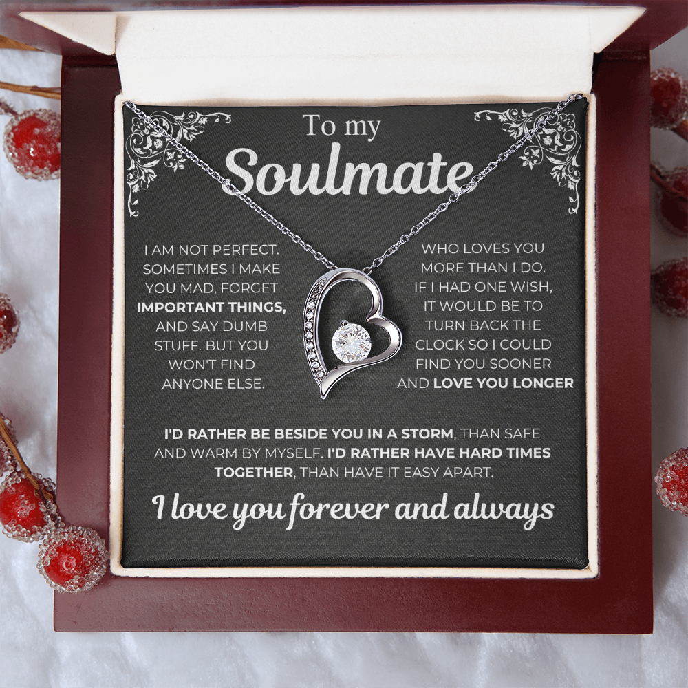To My Soulmate - I Am Not Perfect - Heart Necklace