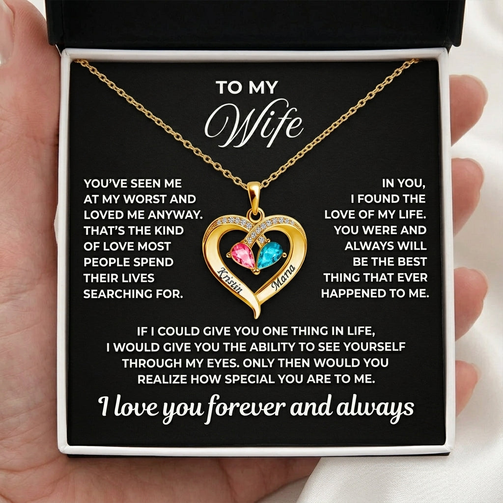 To My Wife - Birthstone Necklace