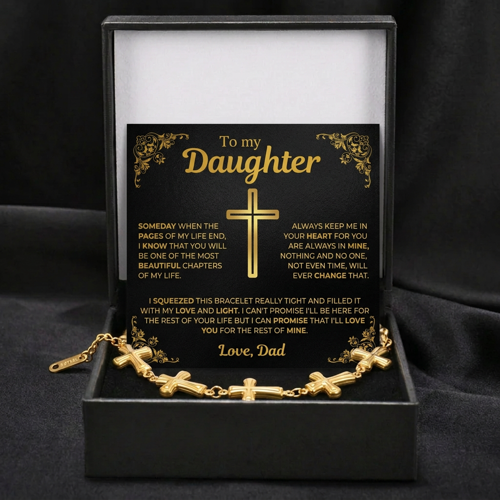 To My Daughter Cross Bracelet - Gift from Dad