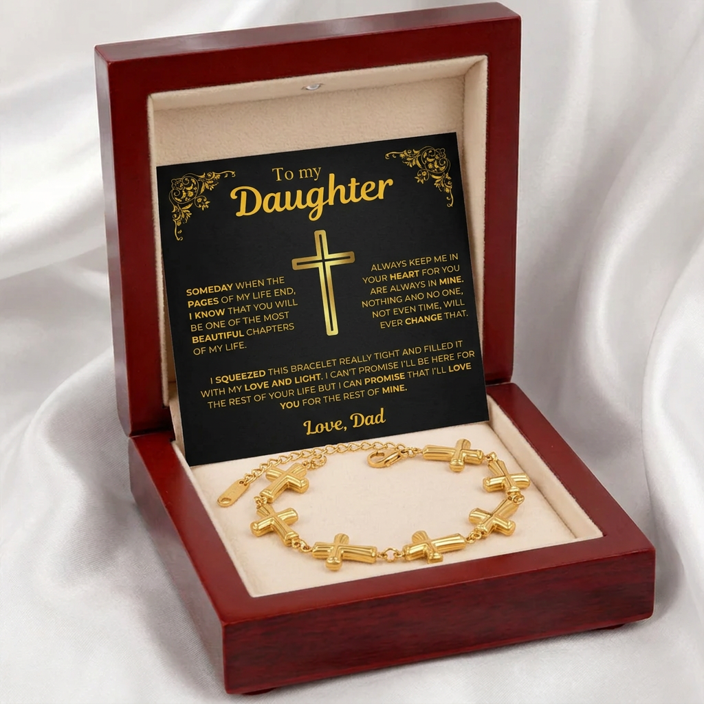 To My Daughter Cross Bracelet - Gift from Dad