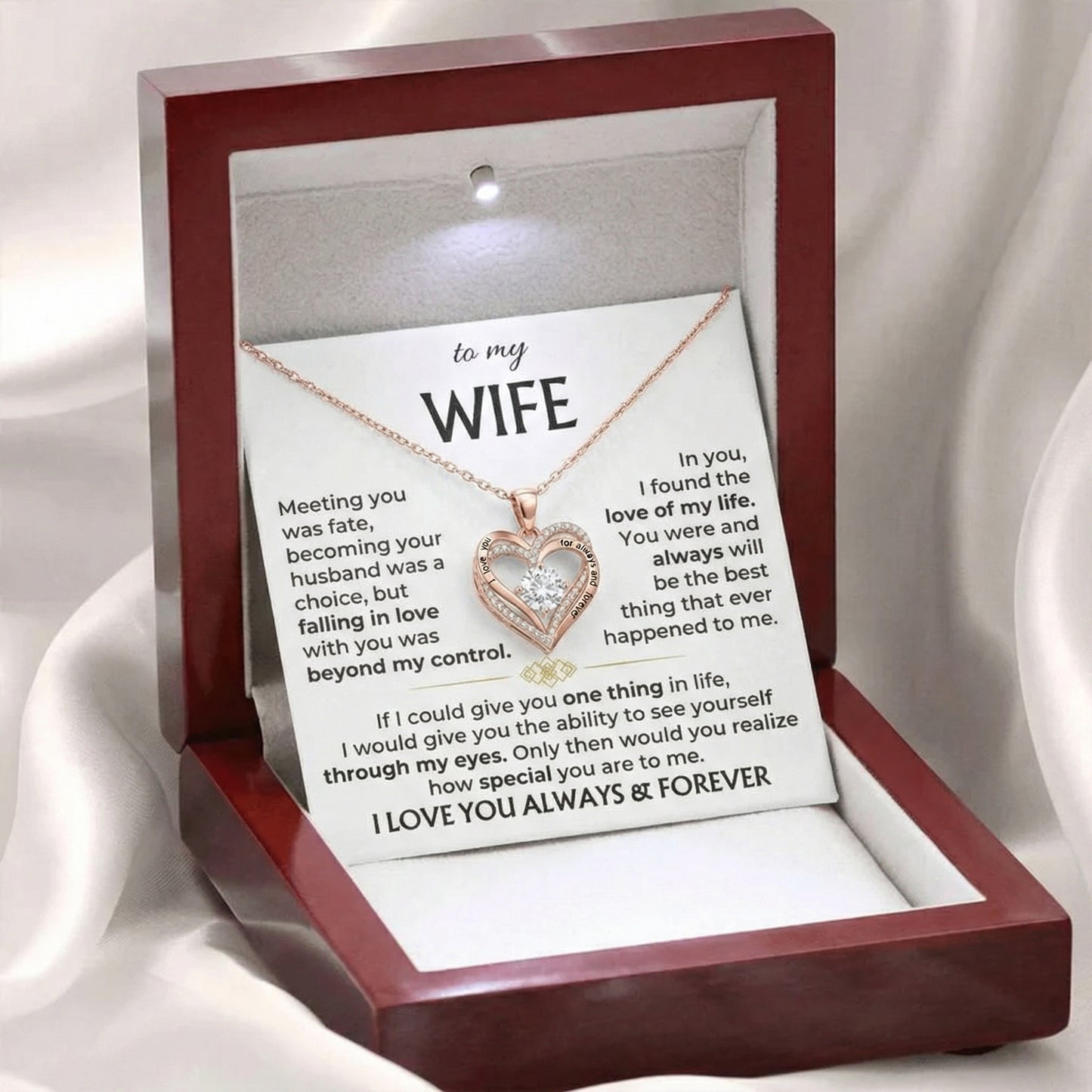 To My Wife - Love Of My Life - Twin Hears Necklace