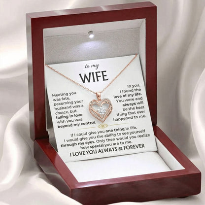 To My Wife - Love Of My Life - Twin Hears Necklace
