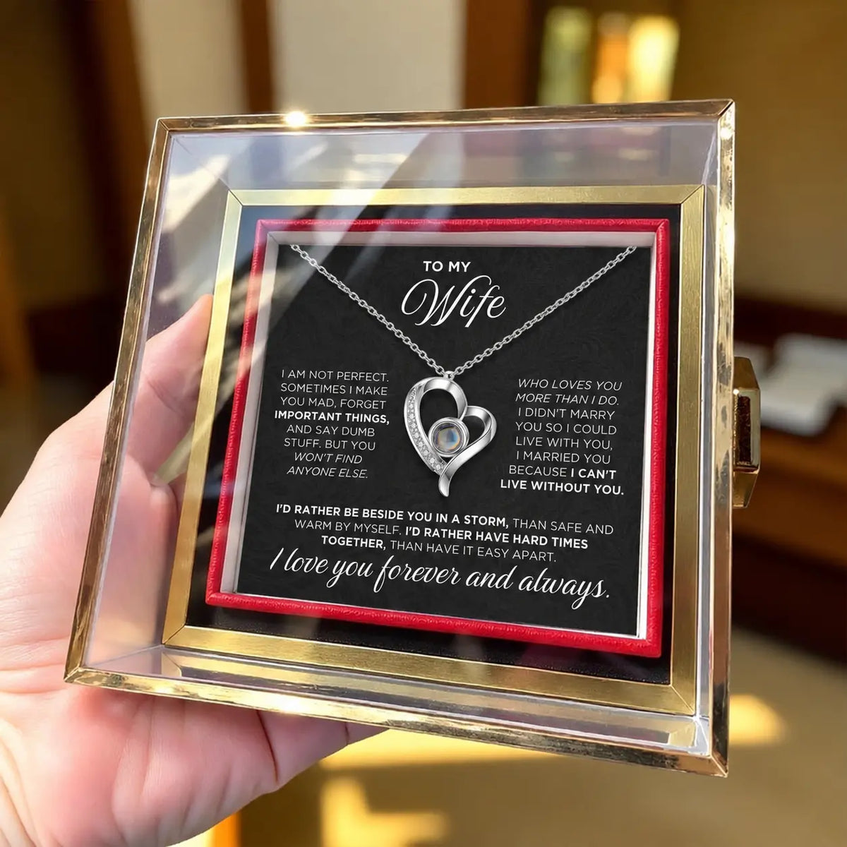 To My Wife - Love You Forever - Customised Photo Necklace