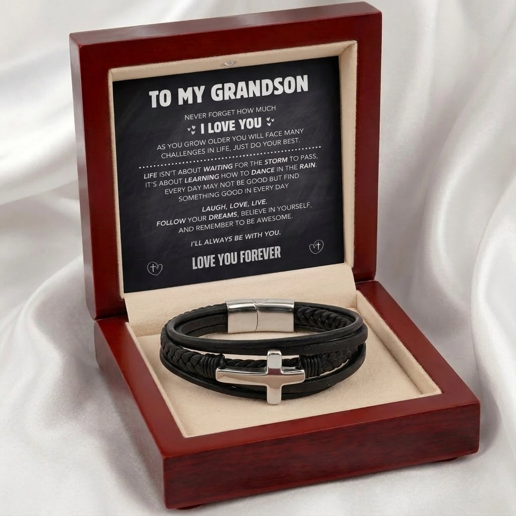 Grandson's Eternal Cross Faith Bracelet