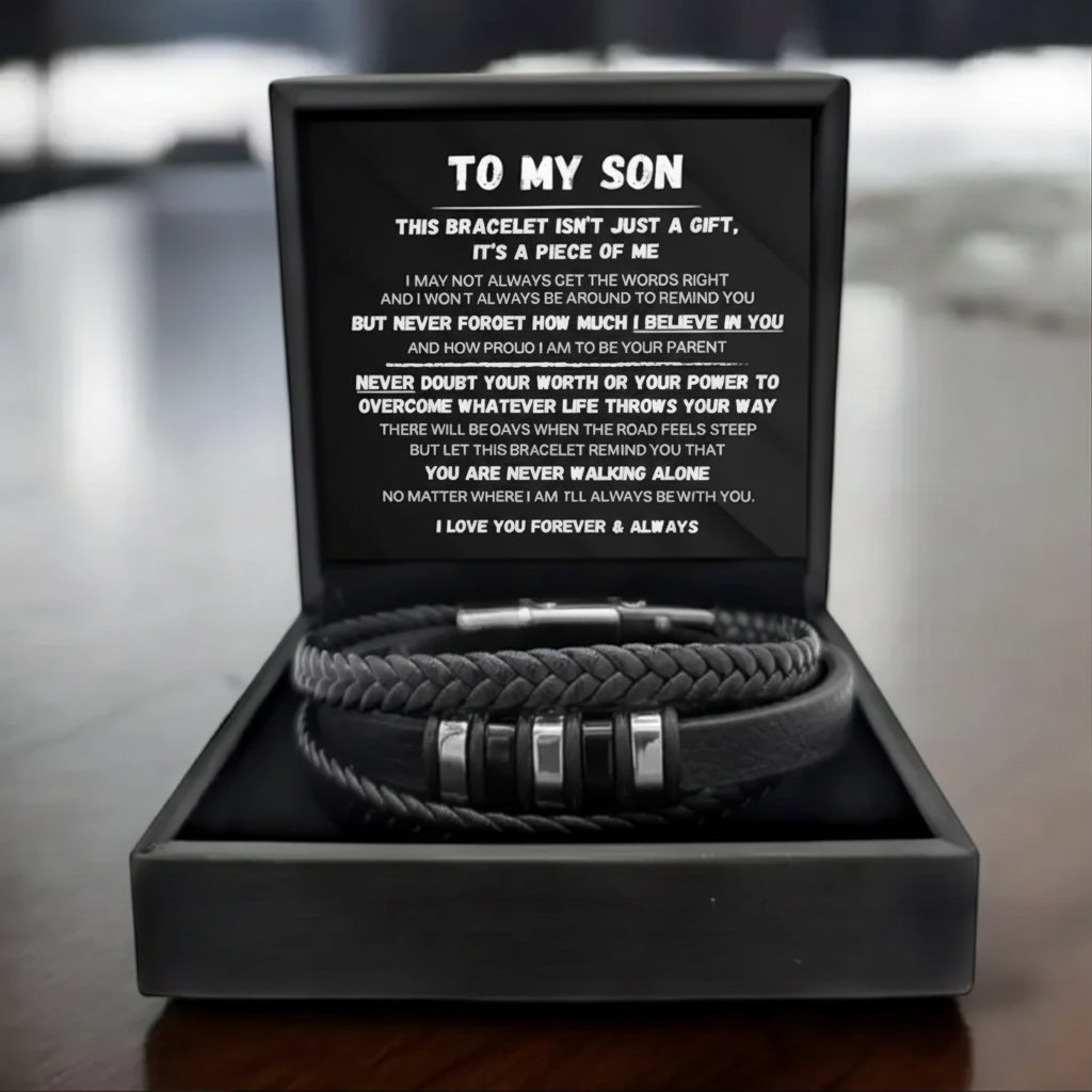 To My Son - Never Alone - Braided Bracelet