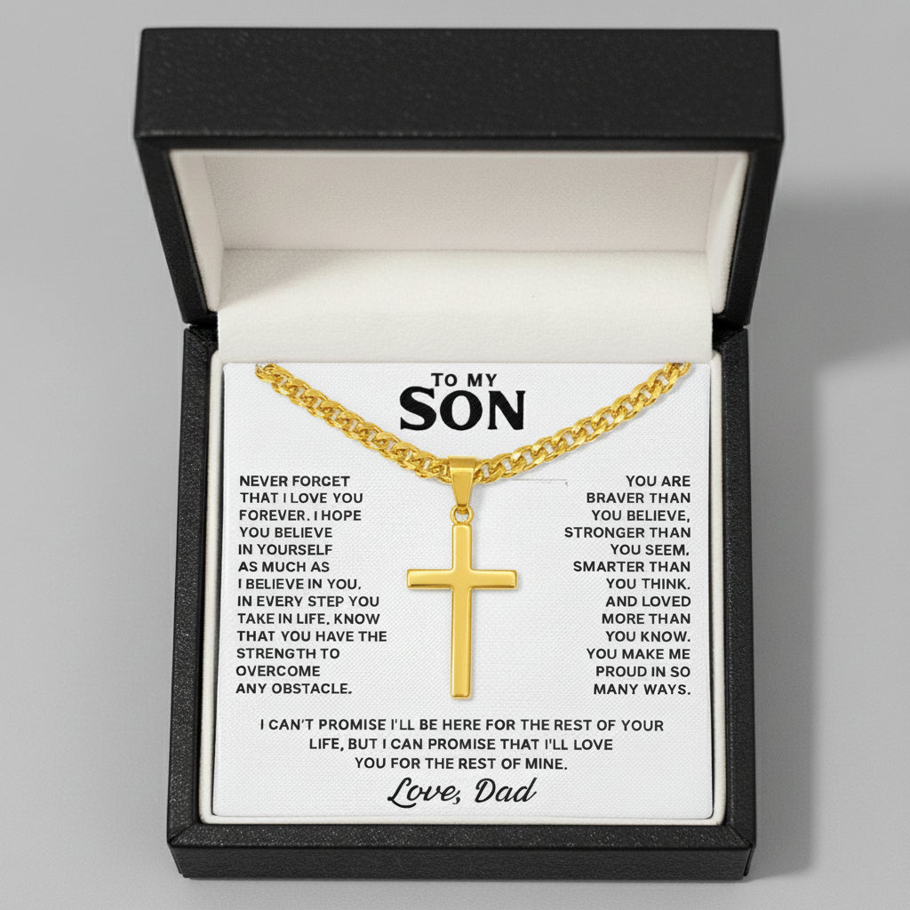 To My Son - Cross Necklace Gift from Dad