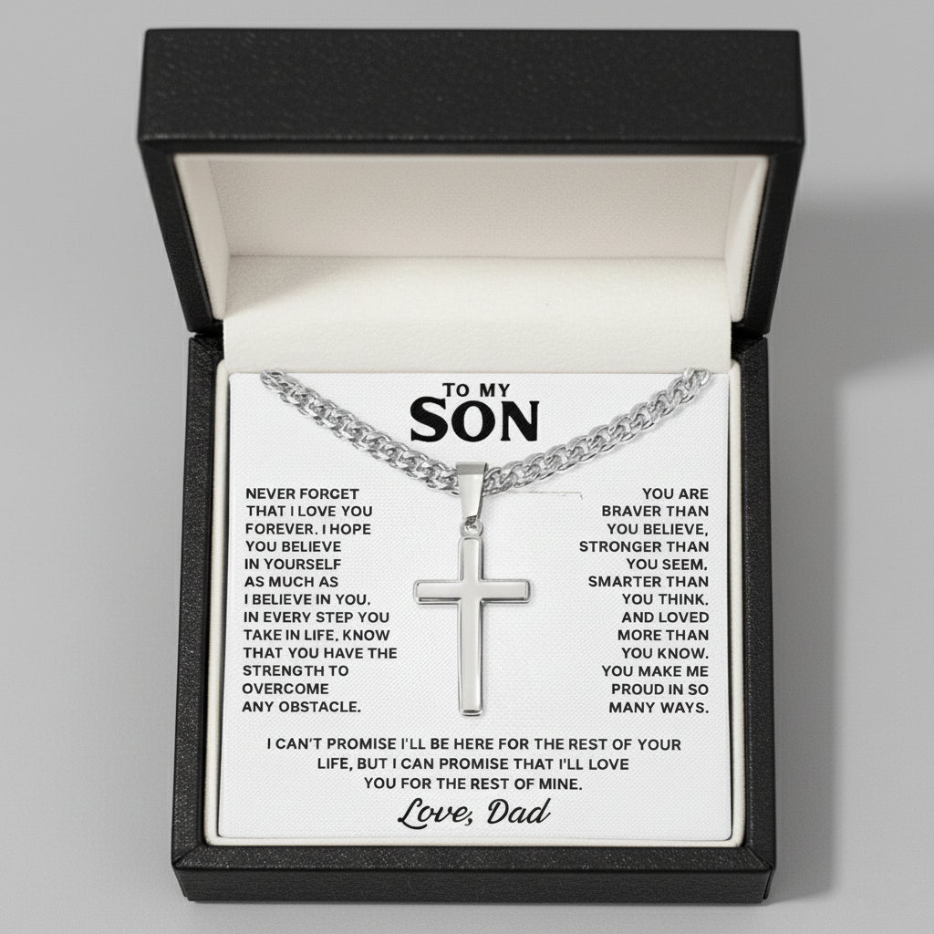 To My Son - Cross Necklace Gift from Dad